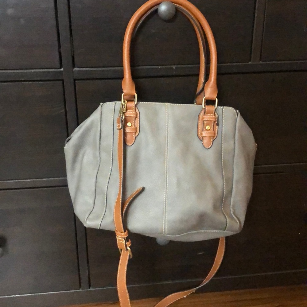 Grey and brown cross bag/hand bag